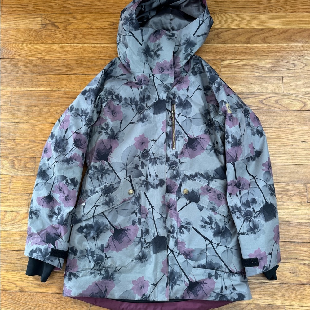 686 Women's Floral Ski Jacket - Gray and Pink